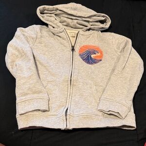 Gray Kids Hoodie with Wave Design